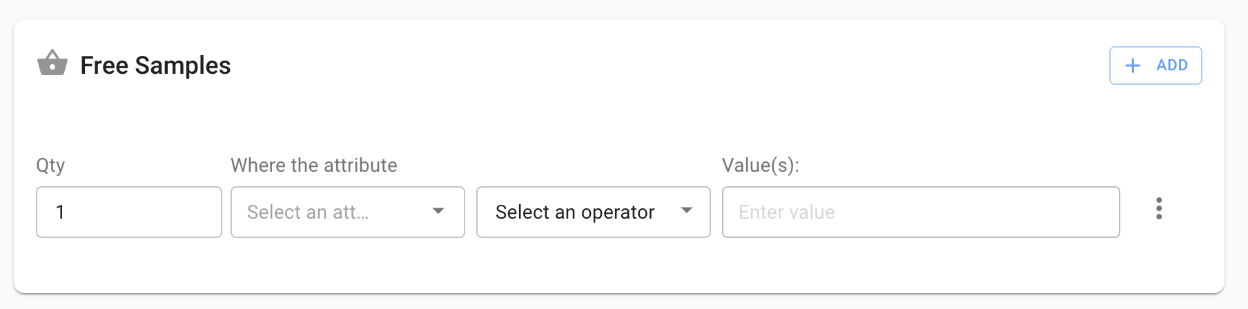 The Free Samples promotion section of Point of Sale CMS.
