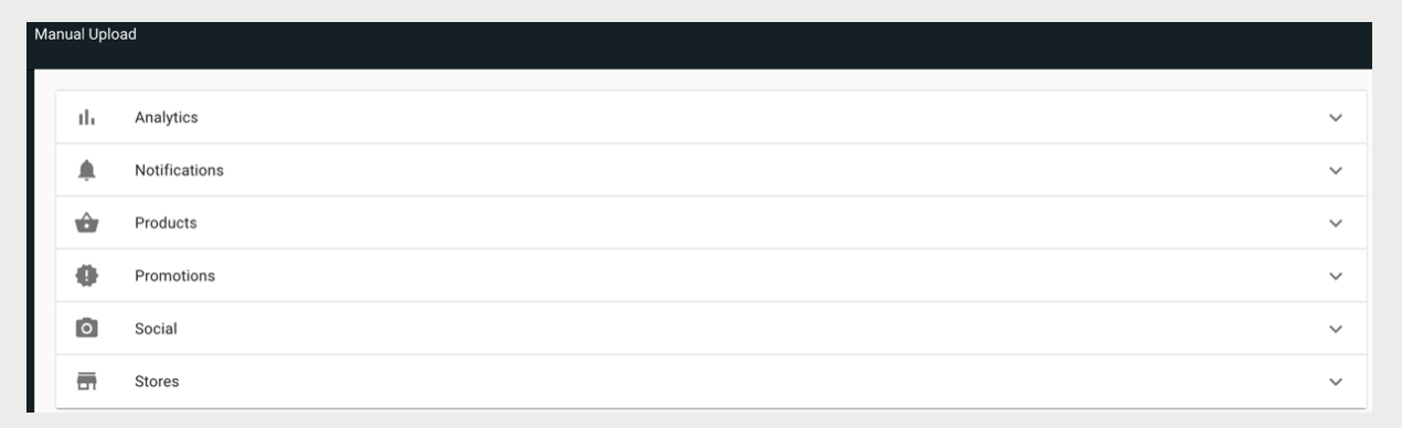 A dialog shows the list of feed categories available to upload.
