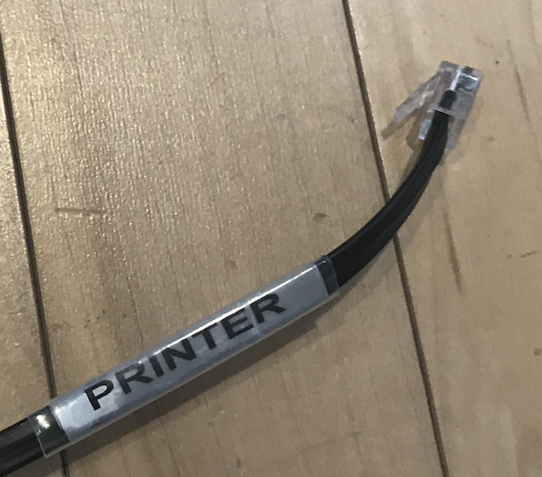 RJ11 Cable End labeled "Printer