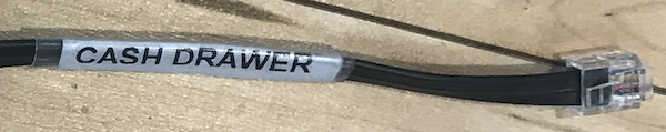 RJ11 Cable End labeled "CASH DRAWER"