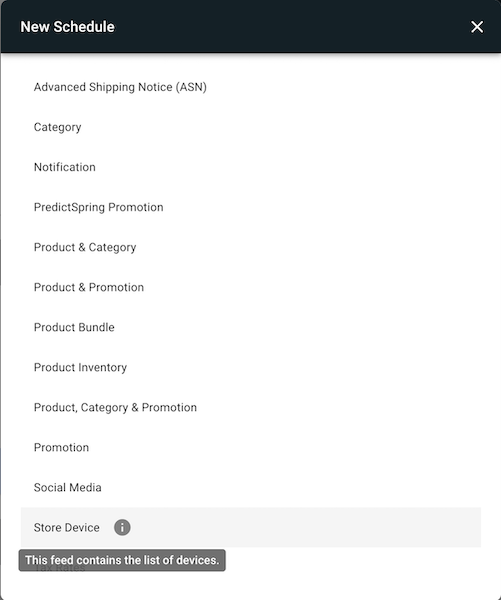 The Store Device setting in the New Schedule section