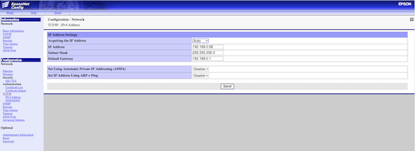 Sewtting the Acquiring IP Address Setting to Auto in the TCPIP Screen