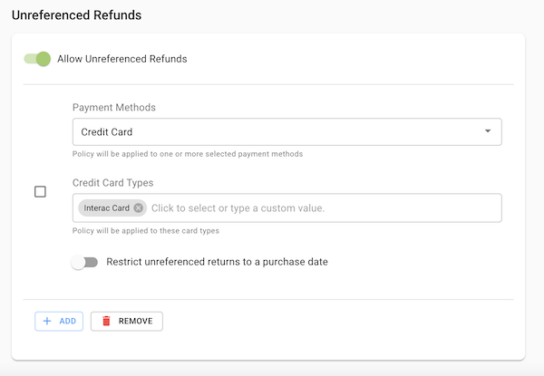 Interac Card Unreferenced Refund