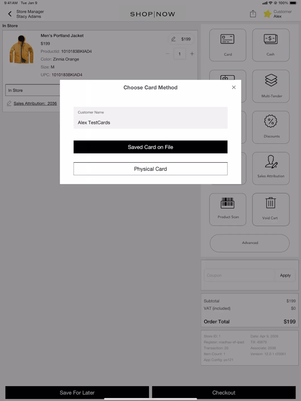 Card on File Modal in Point of Sale