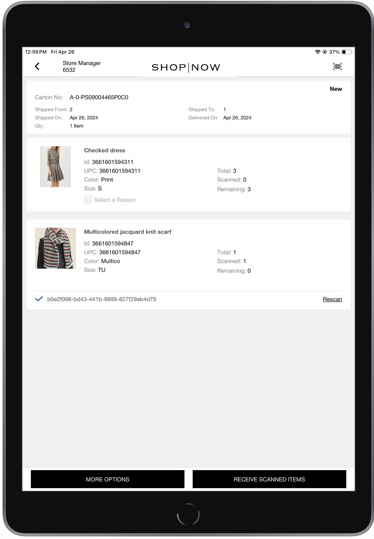 ASN receiving checkmark and rescan