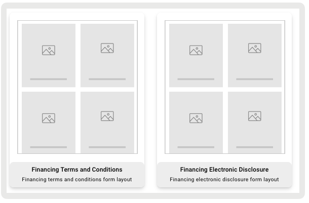 A financing terms and conditions form and a financing electronic disclosure form.
