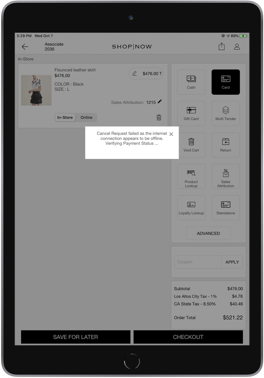 A screen displays a fashion item and associated payment options.