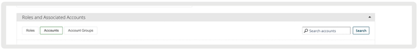 The Accounts tab under Roles and Associated Accounts section