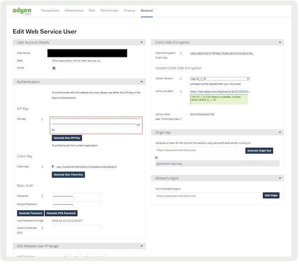 The web service user configured in the Ayden portal.