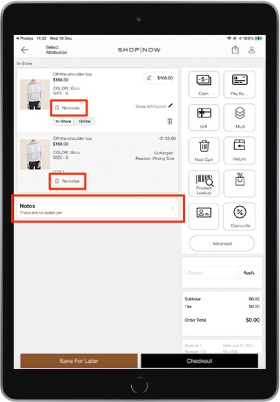 A POS screen highlights the notes sections.