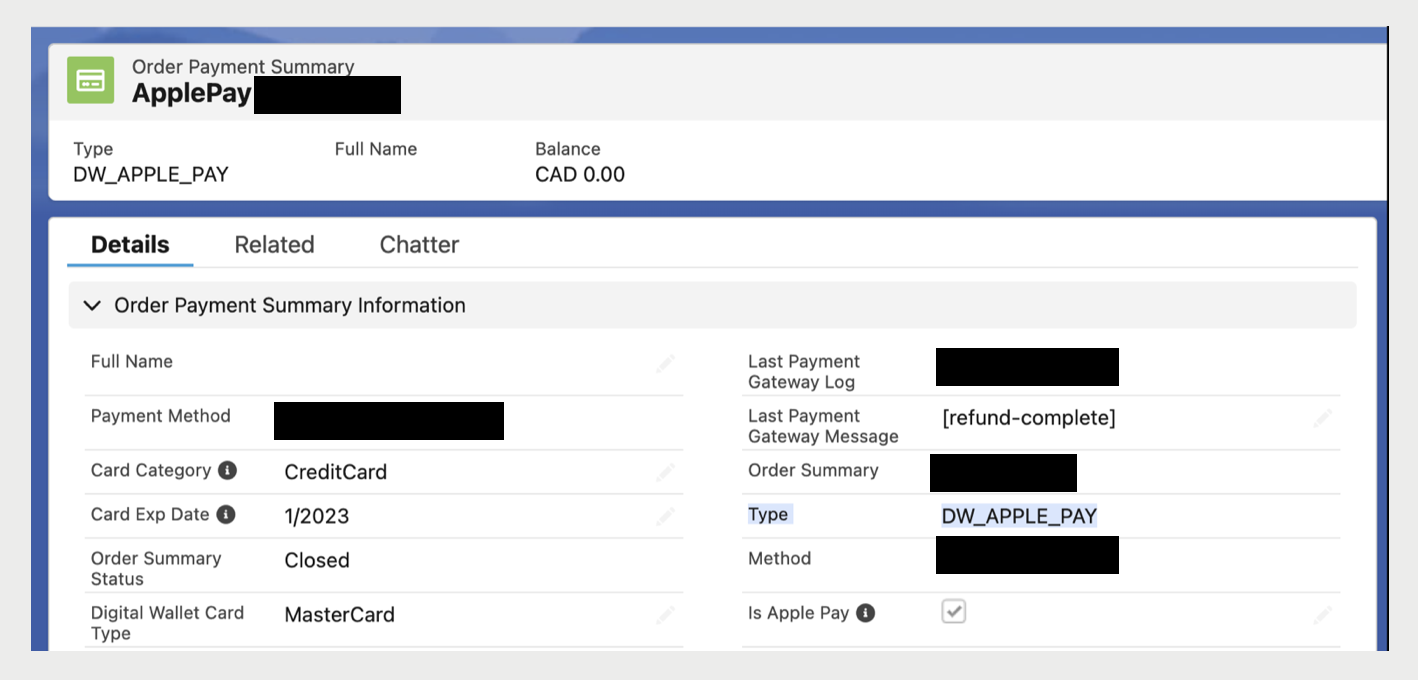 An order payment summary shows payment details.