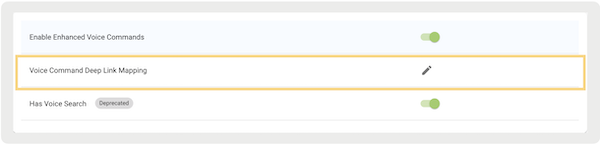 The Voice Command Deep Link Mapping setting in Point of Sale CMS.