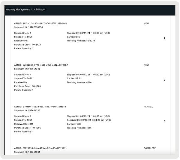 A list of ASNs in the ASK Report in Point of Sale CMS.