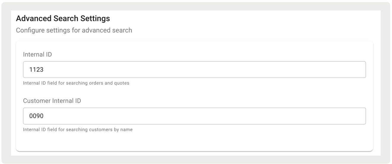 An advanced search settings pane with two fields.