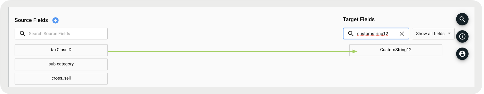 A form shows field transformation from SKU to custom string.