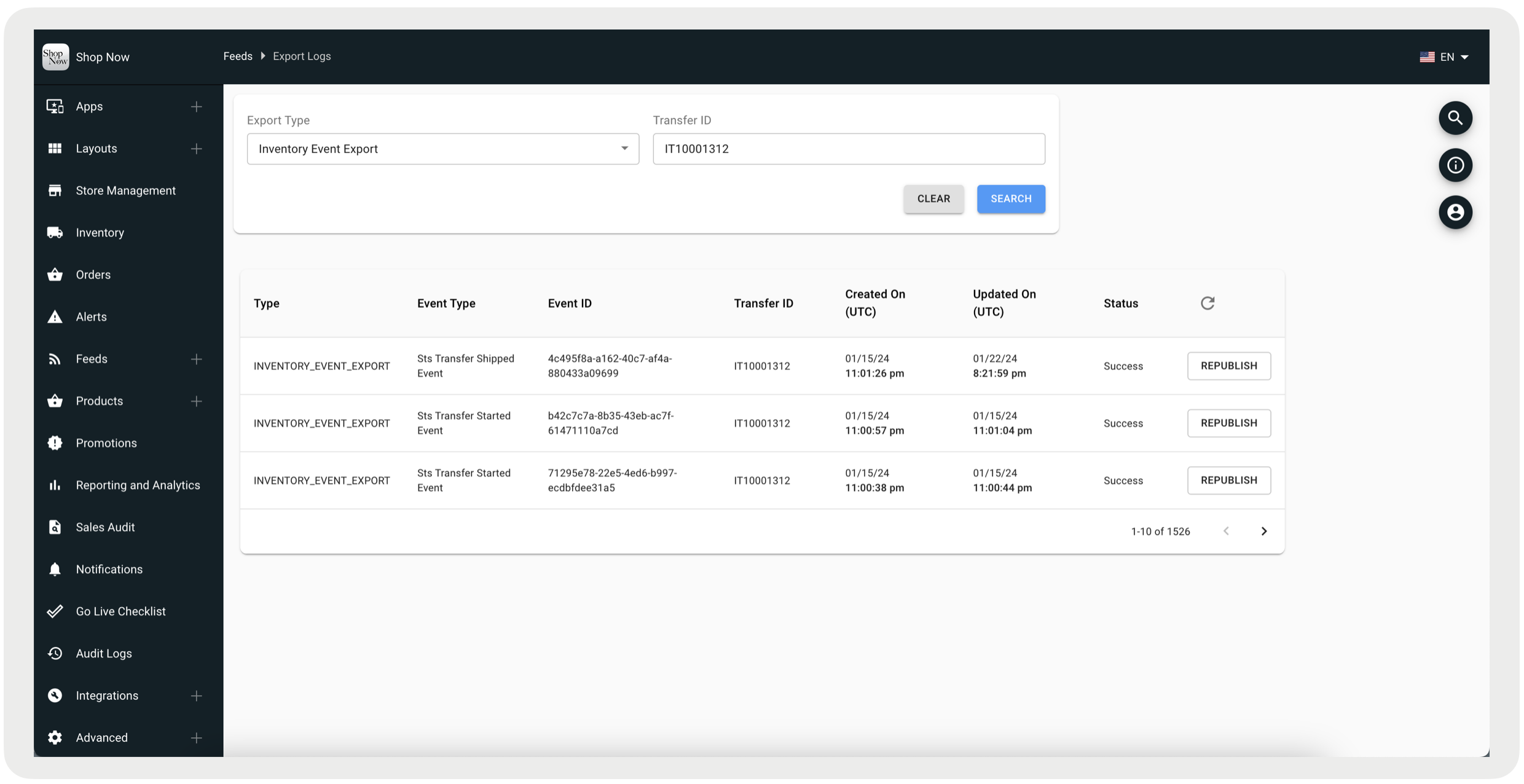 A screenshot shows logs of inventory events.