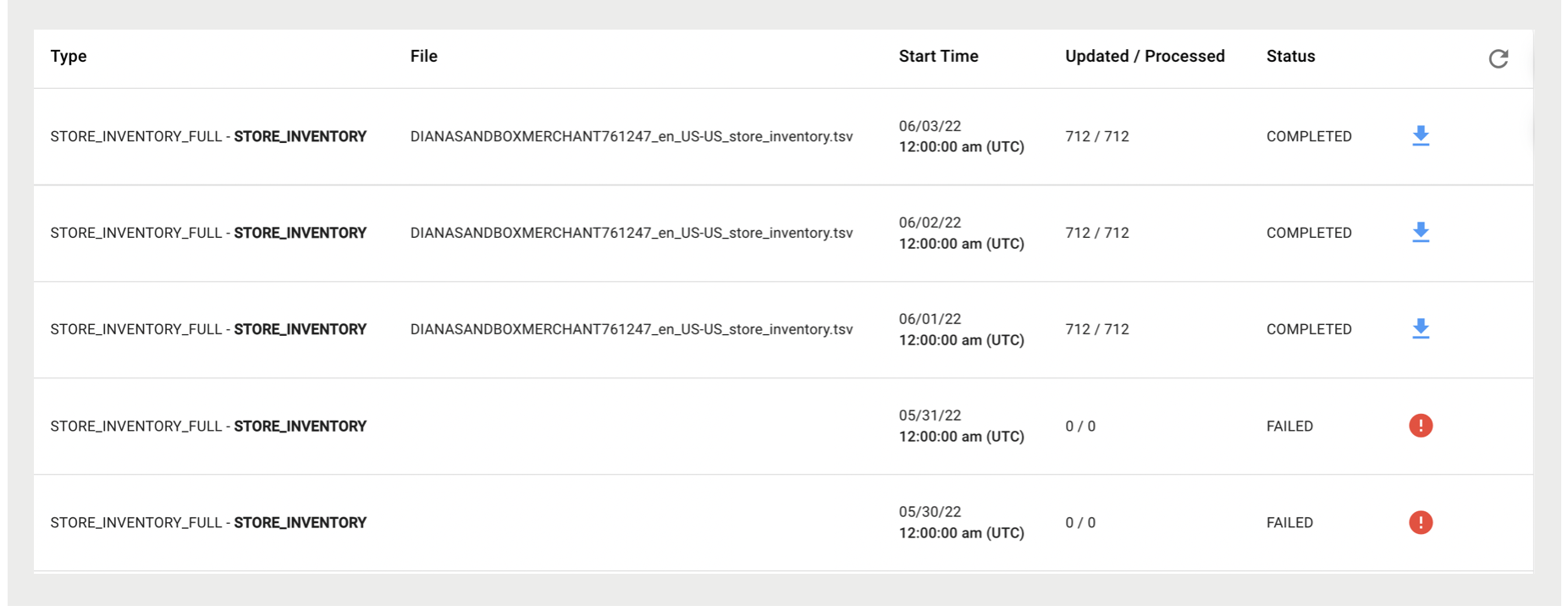 A screenshot shows a list of data feed logs.
