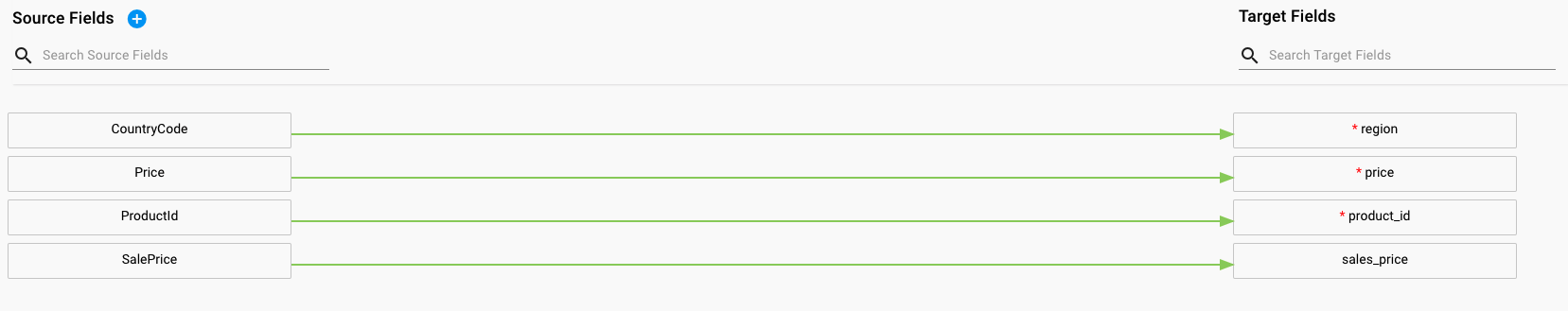 A screenshot shows an example price feed field mapping.