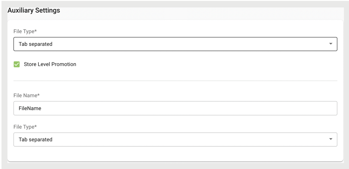 A dialog showing the auxiliary settings for a scheduled data feed.