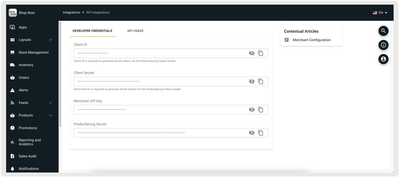 A configuration screen shows API usage settings.