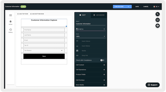Cart Option layout in the POS App