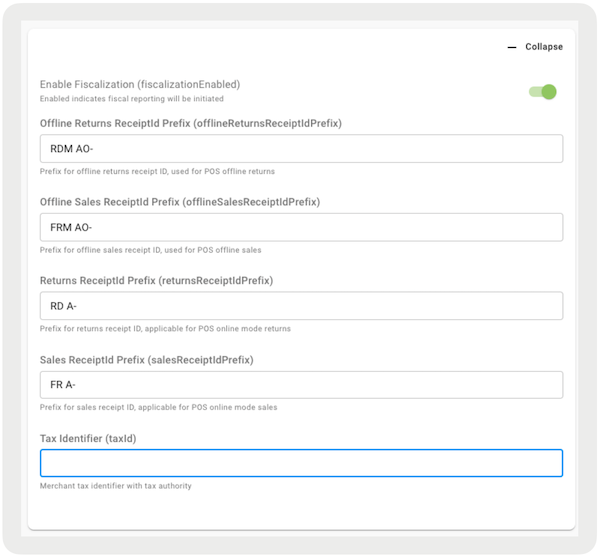 Enable Fiscaliztion and Merchant Tax ID