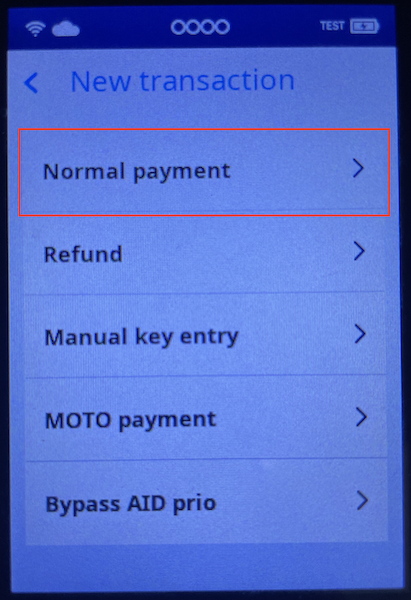 The normal payment option in the payment terminal.