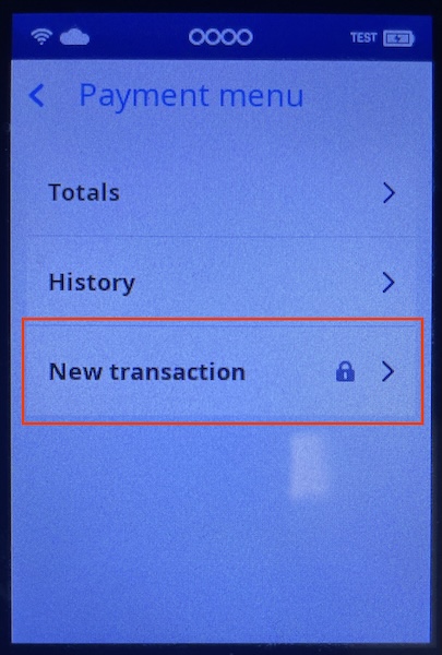 The new transaction option in the payment terminal for an alternate payment process.