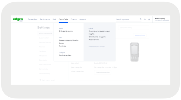 The Point of Sale interface.