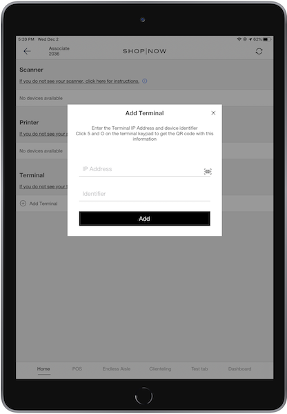 Adding a terminal popup window in your POS app.