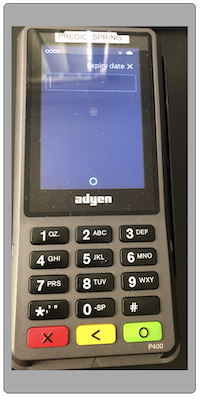 Enter your card expiry date in the Ayden terminal.