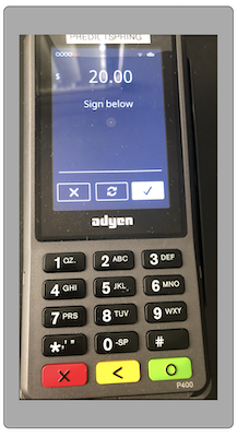 Card approval message in the Ayden terminal.