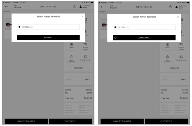 The Ayden Beacons connecting woth the Aydent Terminal on an iPad