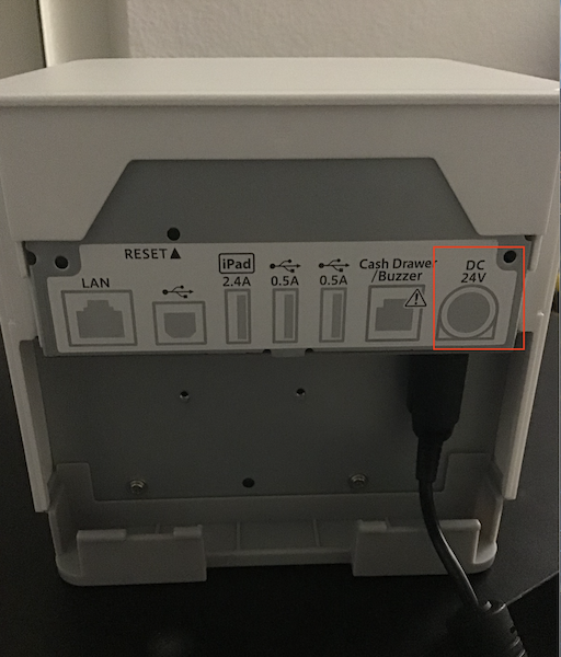 The power cordconnection for the printer