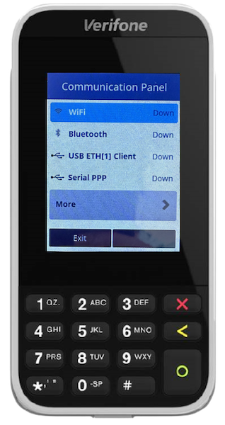 The Communicaiton Panel of the Verifone Terminal.