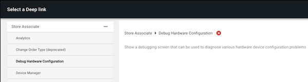 Set the Debug Hardware Configuration Deep Link in the POA App