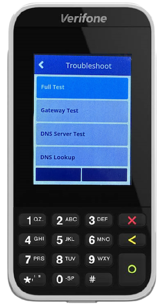 The full test option in the Diagnostic section of Verifone Terminal