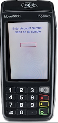 Enter your account number on the Elavon terminal.