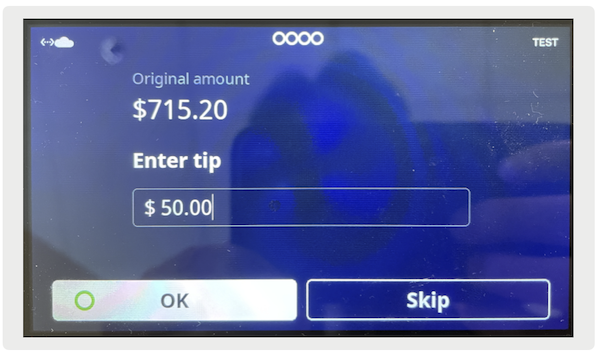 The dialogue to enter a desired tip amount in iOS.