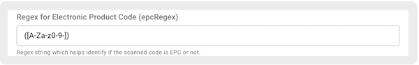 A regex of the allowed characters for EPC code filtering