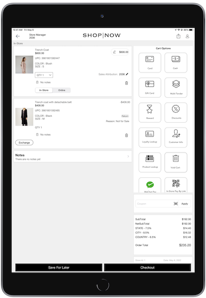 The Exchange Flow screen in the POS app on iOS.