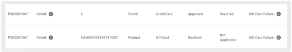 The Failed Orders report in the POS app.