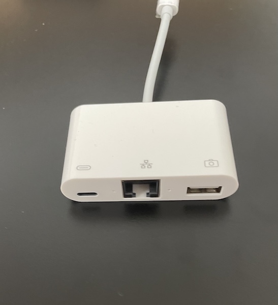 A USB-C device to plug into an iOS device for LAN connections.