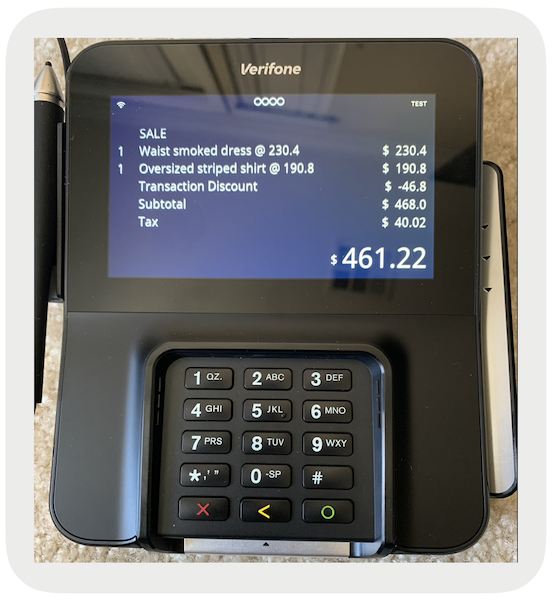 Line items on an M400 terminal.