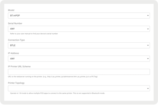 Printer is configured as Bletooth in Point of Sale CMS