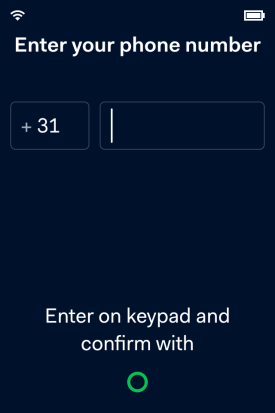 Enter your phone number in Ayden terminal