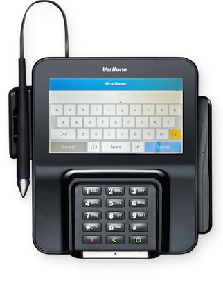 Enter your first name in the Verifone terminal.