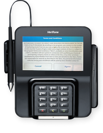 Agree to terms and conditions in the Verifone terminal.
