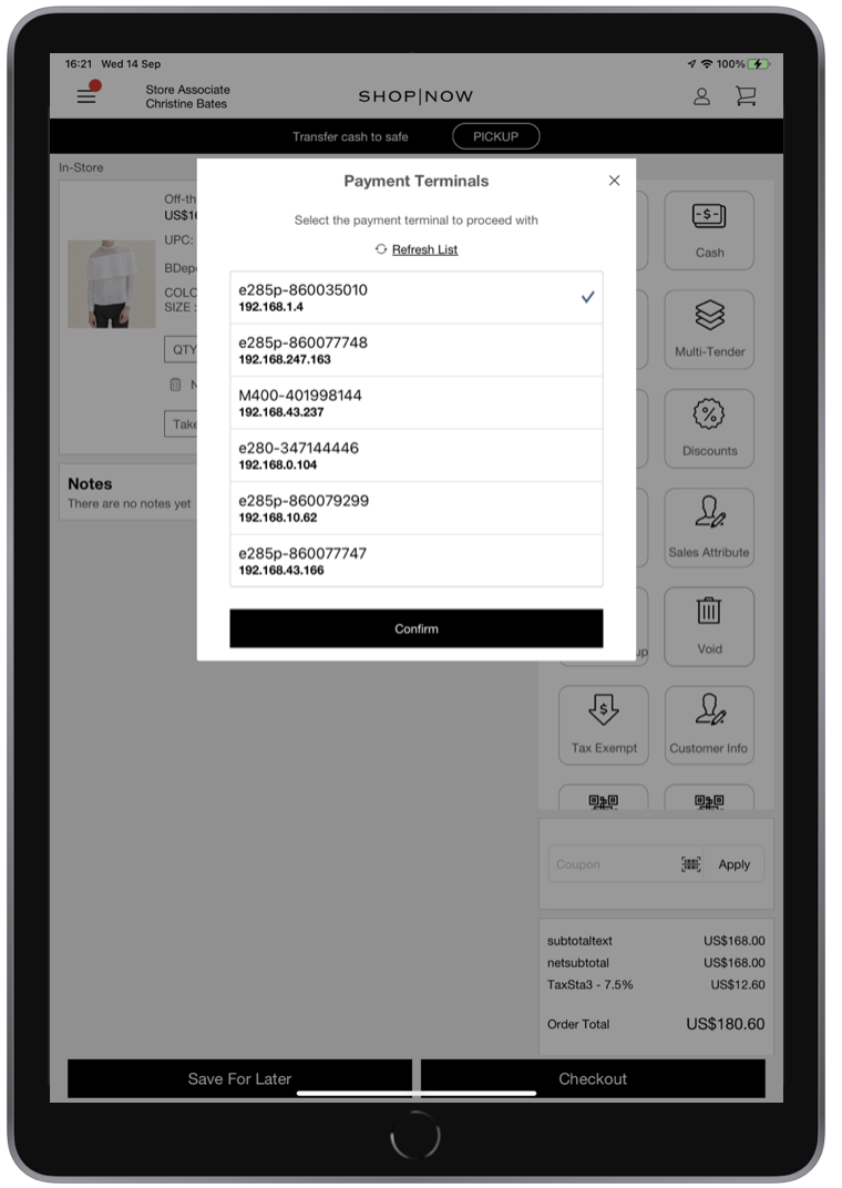 The POS App flow for Payment Terminals using 1:N topology