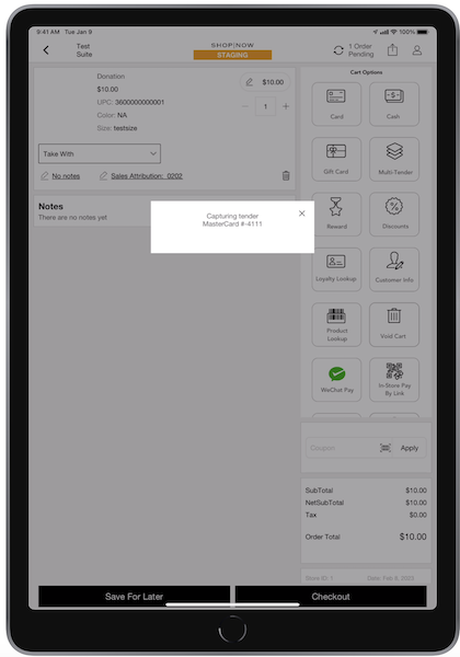 The capturing payment screen in the POS App.